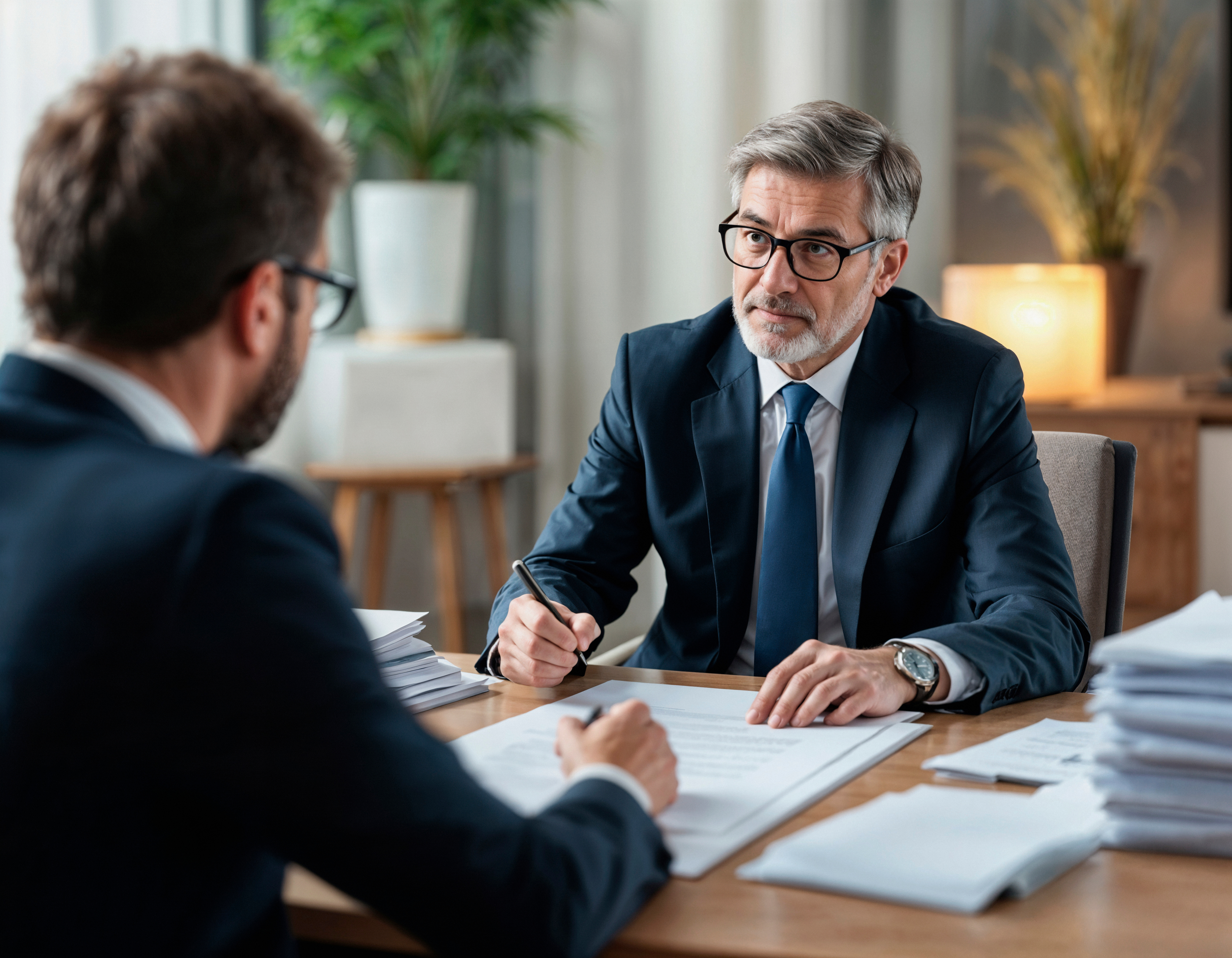 Financial advisor understanding client needs